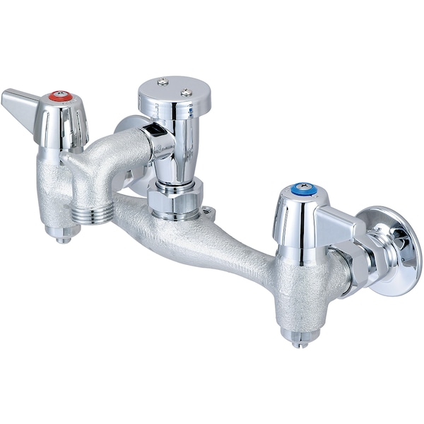Two Handle Wallmount Service Sink Faucet, NPT, Wallmount, Rough Chrome, Weight: 4.8